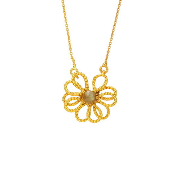 Kette aus Messing, vergoldet, Labradorit